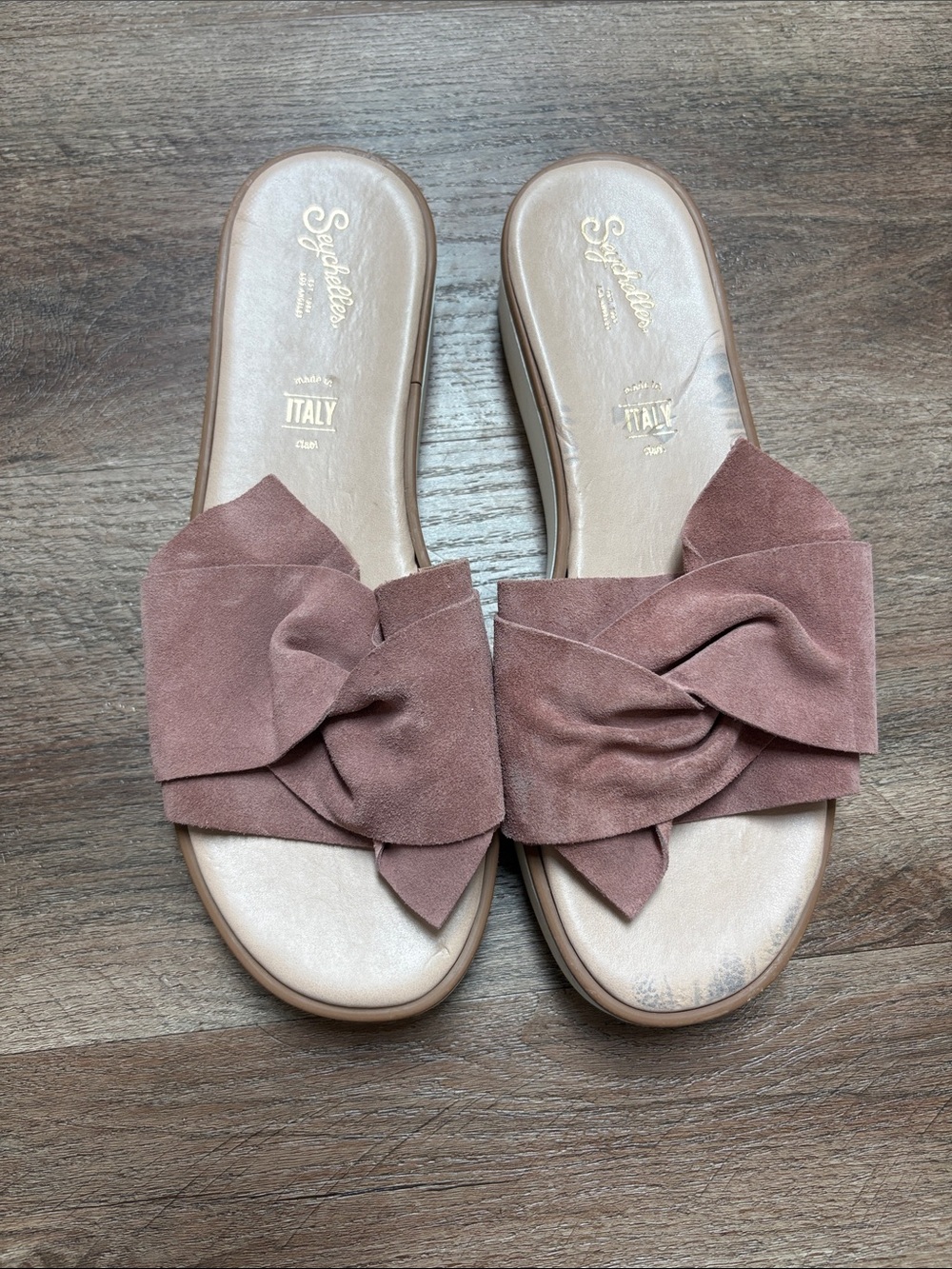 Seychelles Dusty Rose Knotted Bow Slide Sandals